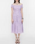 SIXDO Floral Off-Shoulder Midi Chiffon Dress